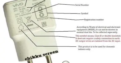 Symbol and rating on mobile charger