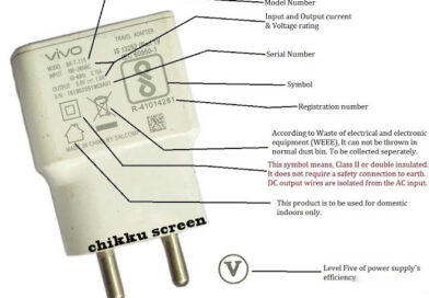 Symbol and rating on mobile charger